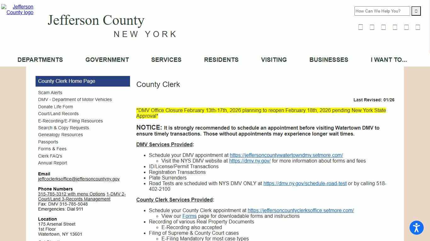 Welcome to Jefferson County, New York - County Clerk